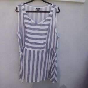 Torrid Top Plus Size Blue-White Stripe Sleeveless Casual Top Size 3